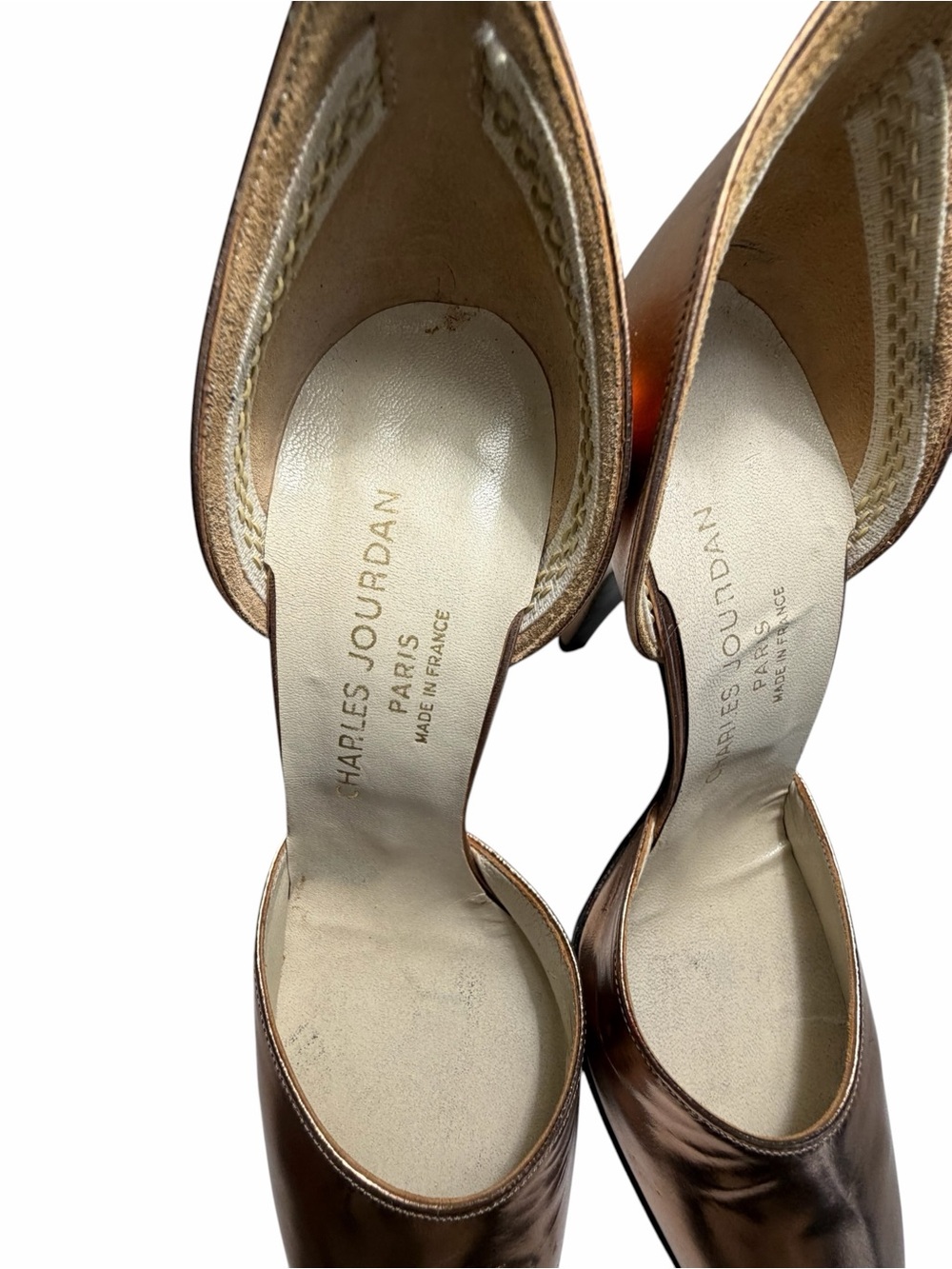 Charles Jourdan Metallic Bronze Pointed-Toe Women’s D'Oray Pumps Sz 7 - Picture 7 of 12